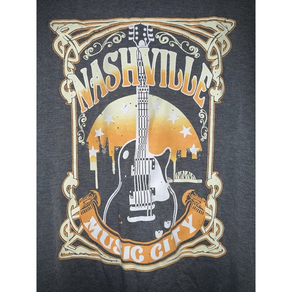 The Unbranded Brand Other - Nashville Country Music City Guitar T-Shirt Size Large Orange, Cowboy Festival